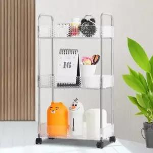 이동식카트 투명슬림트롤리3단 욕실코너선반 화장실정리 틈새수납