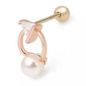 [미니아트]14K GOLD 진주 큐빅 로즈골드 금 피어싱_