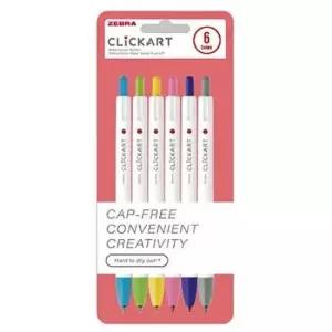 [문구/오피스] 클릭아트 B세트 제브라 수성 노크식 6색 사인펜