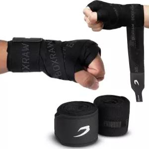 BOXRAW 프로페셔널 핸드 랩 고무 스트랩과 무료 휴대용 케이스가 포함된 복싱 MMA 신축성 붕대