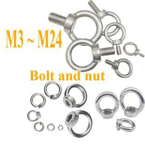 10Pcs 아이 볼트 너트 M3 ~ M24 길이 9mm-80mm 304 스테인레스 스틸 리프팅 아이 스크류 링 케이블 로프 용 루프 구멍