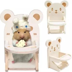 음식 그릇 이가 쿤비우 햄 의자 - 수제 나무 작은 동물 우리 액세서리 서식지 장식 집 사진 소품 쥐