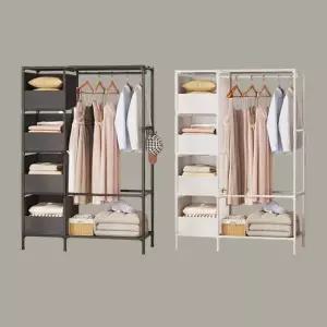 무타공 드레스룸 행거 수납 철체 스탠드 옷장 더블 시스템행거 옷걸이행거 조립식옷장