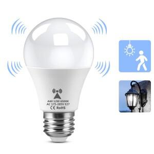 자동 스마트 레이더 감지 유도 전구, 에너지 절약 마이크로파 모션 센서 도어용 E27, 220V, 12W