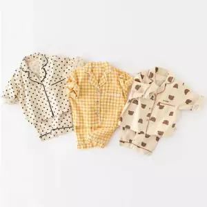 애기상하세트 체크곰돌이도트 아동파자마잠옷실내복 204488