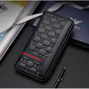 윌리엄폴로 기하학 엠보 소가죽 장지갑