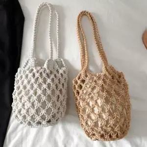 원통형 그물 토트 숄더백 면가방 핸드백 휴양지 패션