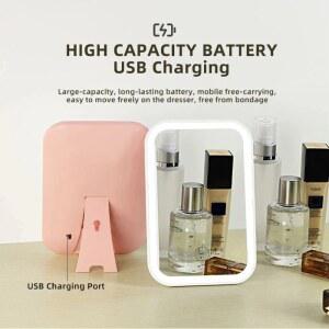 LED 터치 스크린 메이크업 거울 접이식 충전식 모드 도구 조명 3 색 USB