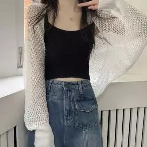 여성 얇은 그물니트 가벼운 볼레로 가디건 스타일리쉬