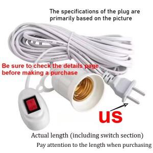 2.3m-9.3m 램프 베이스 스위치 포함 범용 LED 전구 소켓 어댑터 E27 나사형 홀더 액세서리 도구 두 개의 플