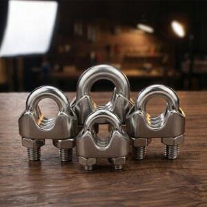 4개입 고강도 304 스테인리스 스틸 케이블 클램프 M3-M8 와이어 로프 클립 U 볼트 새들 패스너 철사 걸이용 그늘막
