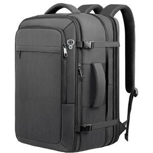 1-10일 여행용 시르매드 캐리백팩, 초대형 40L-50L 백팩 TSA 승인, 확장 가능한 노트북 가방, 17.3인치 노트북과 호환되는 방수 블랙