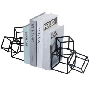 마이 기프트 모던 블랙 메탈 적 책꽂이 장식용 스탠드 홈 라이브러리 책장 사무실 책상 1쌍 인도에서 수작업으로 제작 큐브 프레임 디자인 3개