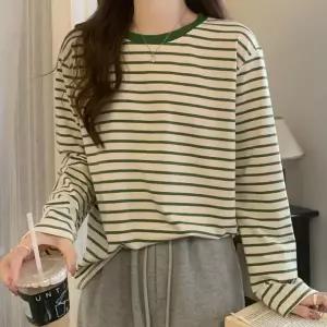 스트라이프 티셔츠 여성 루즈핏 롱슬리브 베이직 긴팔티