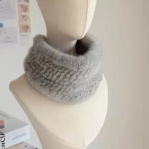 직수입 천연 밍크 심플 신축성 털 목도리 겨울 머플러 헤어밴드 넥워머