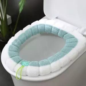 양변기시트 화장실 양변기 극세사 손잡이 변기커버 그린