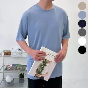 남자 여름 시원한 재질 아이스 쿨 반팔 티셔츠 면 티