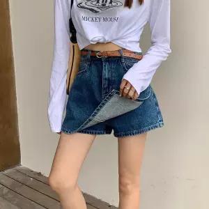 여자반바지 하이웨스트 데님 여름 반바지 치마바지 A라인 슬림핏 자수 심쿵마켓