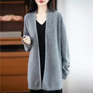 여성가디건 추동 순모 니트 카디건 가오리 소매 스웨터 비딩 오버핏 코트 심쿵직구