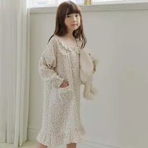 [하프클럽/찌니야]찌니야 정원 40수순면 아동긴팔원피스잠옷 아동잠옷