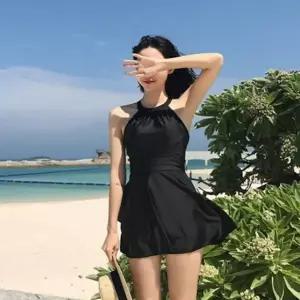 여자 휴양지 홀터넥 원피스 수영복 속바지 일체형