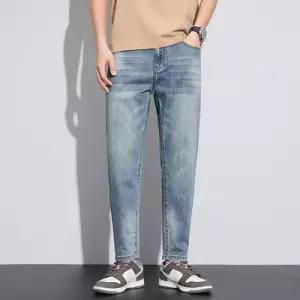 원더우면 여름 빈티지 남자 청바지 배기 일자 슬림핏 테이퍼드 9부 OPH1