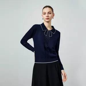 여성니트 봄 감각 보타이 큐빅 루즈핏 니트 우아한 기품 상의 심쿵해외구매