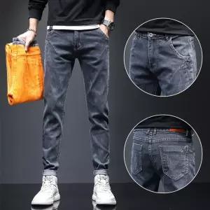 남성 데님 스판 기모 일자핏 스키니팬츠 골드융 소프트 청바지 레귤러 슬림핏 심플데일리룩 OOTD3