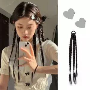 숱많은 땋음 꼬임 헤어피스 조각 부분 가발 붙임머리