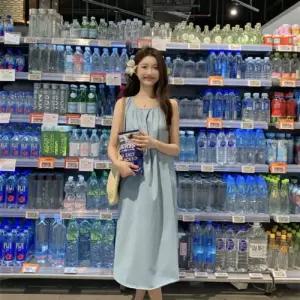 손오공 원피스 여사친 롱 프렌치 바캉스 민소매 드레스 해변 루즈핏 A라인 블루스커트 롱스커트 데일리룩 K