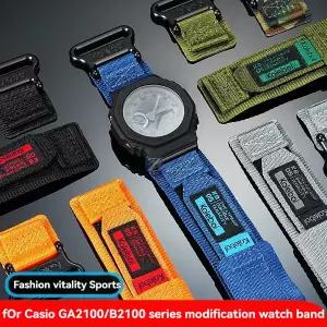 카시오 호환 G-Shock GA-2100 GA-2110 GA-B2100용 루프 디자인 캔버스 스트랩  나일론 시계줄 교체 스포츠