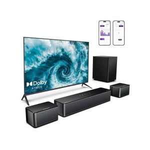 ULTIMEA 5 1 돌비 애트모스 사운드 바 TV용 410W 서라운드 시스템 서브우퍼가 있는 스마트 3D 조절 가능한 및 베이스 홈 오디오 HD eARC 포세이돈 D60