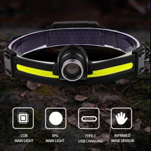 XPG COB 12LED 센서 C USB 배터리 라이트 램프 휴대용 손전등 방수 충전식 내장 고출력 타입