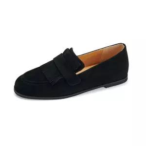 솔저스2 갈색 여자 가을 로퍼 컴포트 쿠셔닝 테슬 마유 소가죽 라운드 플랫 슈즈 OPH3