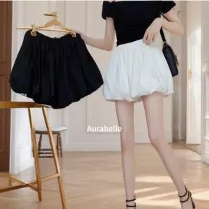 휴양지여성 아우라벨르 티셔츠와이드 치마반바지 스커트팬츠 플리츠 안전이너바지 화이트+블랙