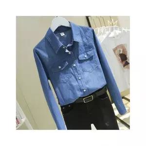 헬렌 청 남방 여성 데님 셔츠 웨스턴 포켓 캐주얼 봄 가을 데일리룩 연청 진청 터닝데님셔츠 B-910