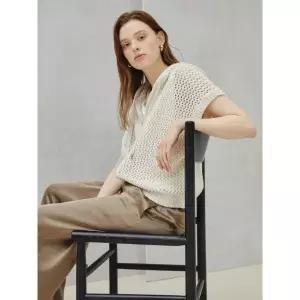 [롯데백화점]더아이잗컬렉션 시퀸 믹스 크로셰 후드 집업 베스트 CS4A1VT351