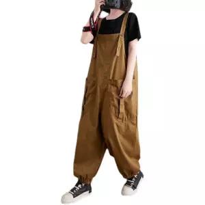 빅사이즈 멜빵바지 작업복 스타일 오버핏 점프수트 우주복 점프슈트 슬리밍