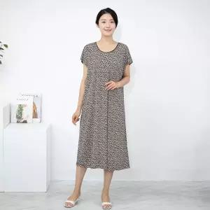 [모슬린]엄마옷 호피 캡소매 특대 원피스 홈웨어 614FGH077 마담중년여성빅사이즈50대60대