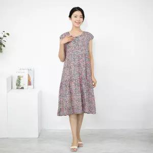 [모슬린]엄마옷 페이즐캡소매 캉캉 원피스 홈웨어 614FGH045 마담중년여성빅사이즈50대60대