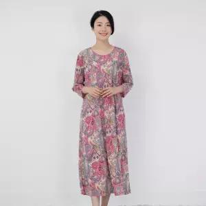 [모슬린]엄마옷 꽃 페이즐리 원피스 홈웨어 614FGH024 마담중년여성빅사이즈50대60대
