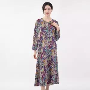 [모슬린]엄마옷 면 페이즐리 원피스 홈웨어 614FGH020 마담중년여성빅사이즈50대60대
