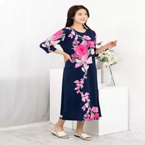 [모슬린]엄마옷 플라워 7부 원피스 홈웨어 614FGH016 마담중년여성빅사이즈50대60대