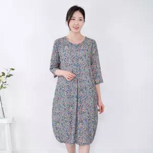 [모슬린]엄마옷 플라워 항아리원피스 홈웨어 614FGH011 마담중년여성빅사이즈50대60대