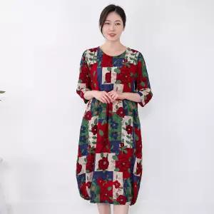 [모슬린]엄마옷 액자꽃 원피스 홈웨어 614FGH010 마담중년여성빅사이즈50대60대