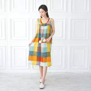 [모슬린]엄마옷 모스크 면 원피스 홈웨어 614FGH009 마담중년여성빅사이즈50대60대