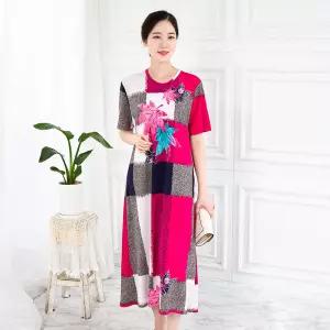 [모슬린]엄마옷 나뭇잎 롱 원피스 홈웨어 614FGH006 마담중년여성빅사이즈50대60대