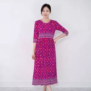 [모슬린]엄마옷 셔링 7부 원피스 홈웨어 614FGH005 마담중년여성빅사이즈50대60대