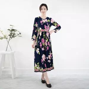 [모슬린]엄마옷 나팔꽃 셔링 원피스홈웨어 614FGH004 마담중년여성빅사이즈50대60대