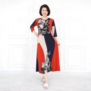 [모슬린]엄마옷 나비 원피스 홈웨어 614FGH002 마담중년여성빅사이즈50대60대